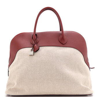 Hermes Bolide Bag Canvas with Leather 45
