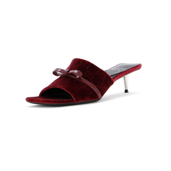 Gucci Women's Bow Slide Heeled Sandals GG Velvet