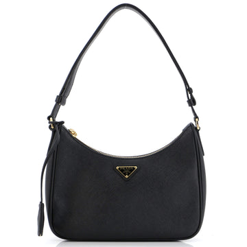 Prada Adjustable Handle Zip Hobo Saffiano Leather Mini