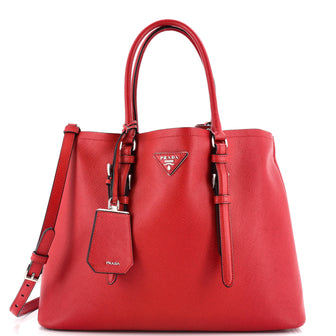 Prada Belted Strap Cuir Double Tote Saffiano Leather Medium