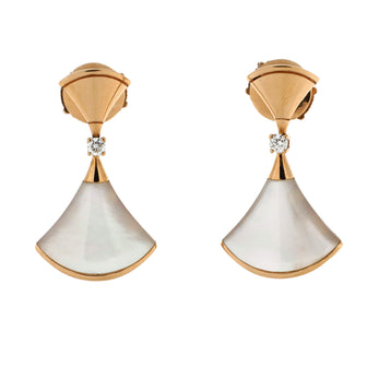 Bvlgari Divas' Dream Drop Earrings 18K Rose Gold with Mother of Pearl and Diamonds