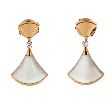 Bvlgari Divas' Dream Drop Earrings 18K Rose Gold with Mother of Pearl and Diamonds