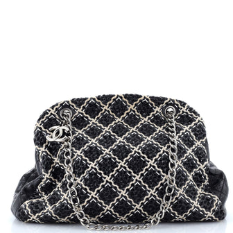 Chanel Just Mademoiselle Bag Woven Stitch Patent Large
