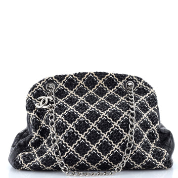Chanel Just Mademoiselle Bag Woven Stitch Patent Large