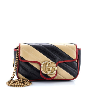 Gucci GG Marmont Flap Bag Diagonal Quilted Leather Super Mini