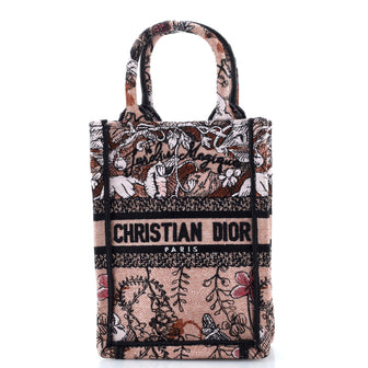 Christian Dior Book Tote Phone Bag Embroidered Canvas Mini
