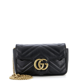 Gucci GG Marmont Coin Purse on Chain Matelasse Leather