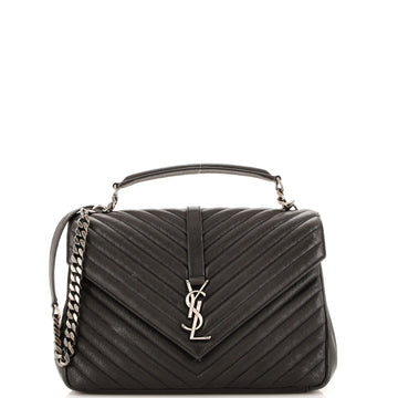 Saint Laurent Classic Monogram College Bag Matelasse Chevron Leather Large