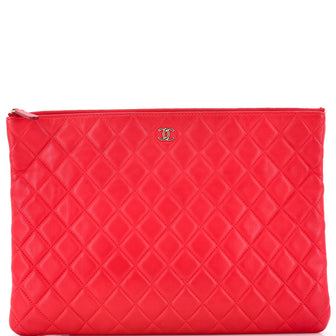 Chanel O Case Clutch Quilted Lambskin Large