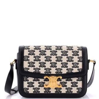 Celine Triomphe Shoulder Bag Triomphe Canvas Medium