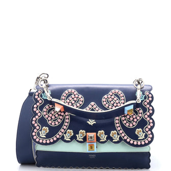 Fendi Kan I Bag Embroidered Studded Leather Medium