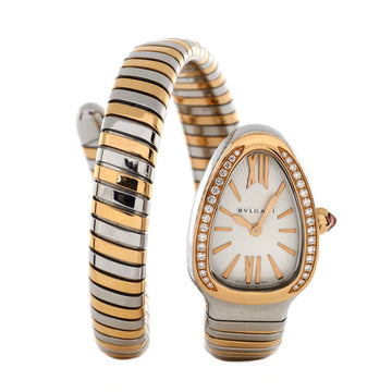 Bvlgari Serpenti Tubogas Single Spiral Quartz Watch Stainless Steel and Rose Gold with Diamond Bezel 23