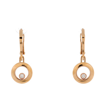 Chopard Happy Diamonds Icon Round Drop Hook Earrings 18K Rose Gold with Floating Diamonds