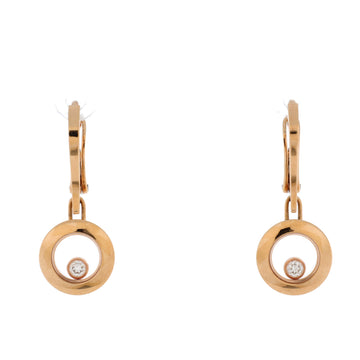 Chopard Happy Diamonds Icon Round Drop Hook Earrings 18K Rose Gold with Floating Diamonds