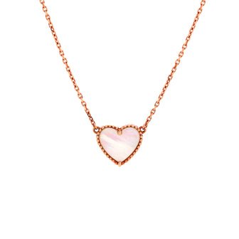 Van Cleef & Arpels Lucky Alhambra Heart Pendant Necklace 18K Rose Gold and Mother of Pearl