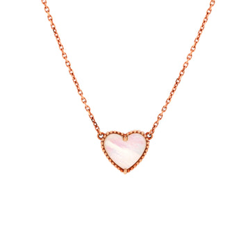 Van Cleef & Arpels Lucky Alhambra Heart Pendant Necklace 18K Rose Gold and Mother of Pearl