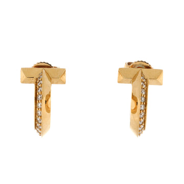 T1 Hoop Earrings 18K Yellow Gold with Diamonds Extra Small