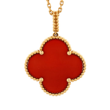 Van Cleef & Arpels Magic Alhambra Pendant Long Necklace 18K Yellow Gold and Carnelian