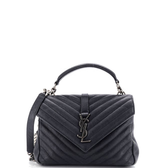 Saint Laurent Classic Monogram College Bag Matelasse Chevron Leather Medium