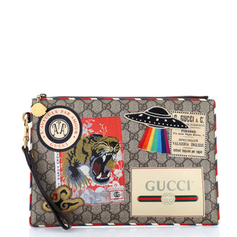 Gucci Courrier Pouch GG Coated Canvas with Applique
