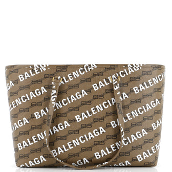Balenciaga Signature East-West Shopper Tote Allover Logo BB Monogram Coated Canvas Medium