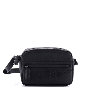 Gucci Front Zip Crossbody GG Rubber Effect Leather Mini