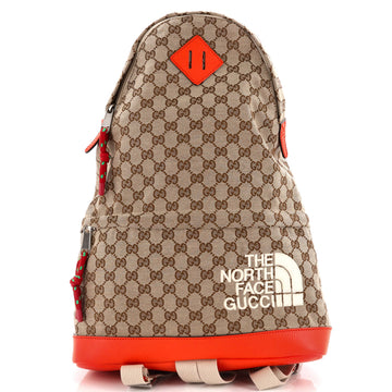 Gucci Gucci x The North Face Zip Backpack GG Canvas with Leather Medium