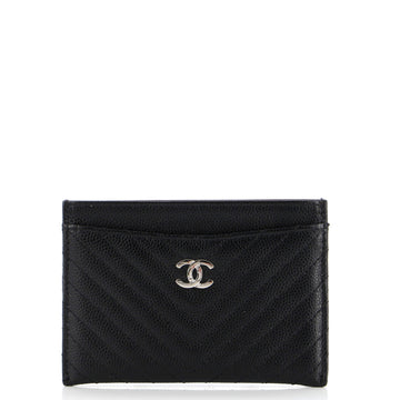Chanel Classic Card Holder Chevron Caviar