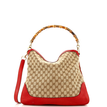 Gucci Diana Bamboo Shoulder Bag GG Canvas Medium