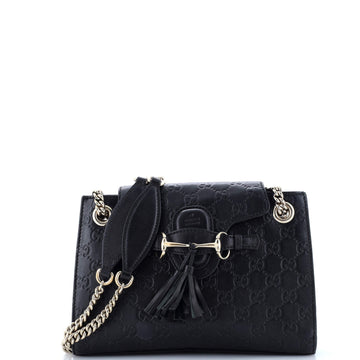 Gucci Emily Chain Flap Shoulder Bag Guccissima Leather Small