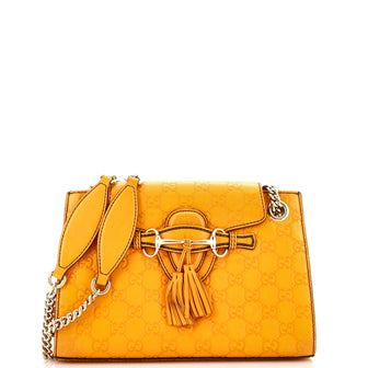 Gucci Emily Chain Flap Shoulder Bag Guccissima Leather Small