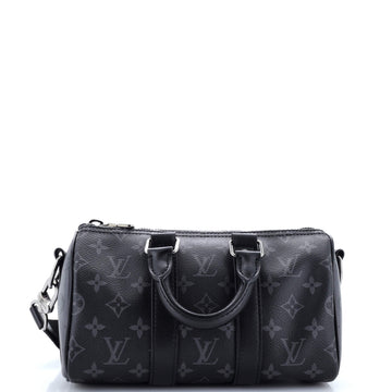 Louis Vuitton Keepall Bandouliere Bag Reverse Monogram Eclipse Canvas 25