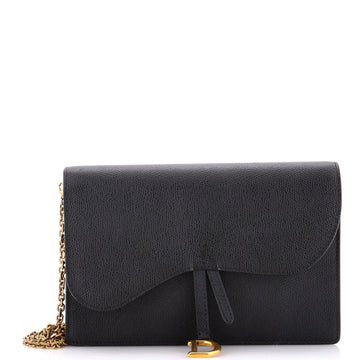 Christian Dior Saddle Chain Clutch Leather