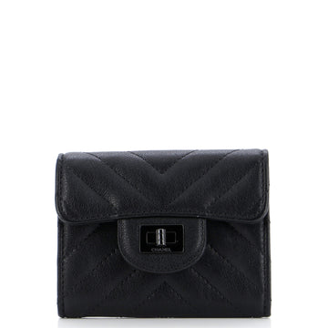 Chanel So Black Reissue Compact Wallet Chevron Aged Calfskin