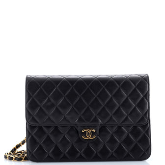 Chanel Vintage Clutch with Chain Quilted Leather Medium