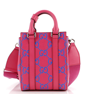 Gucci Convertible Open Tote GG Embossed Perforated Leather Mini