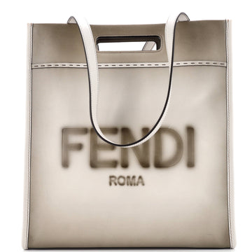 Fendi North South Logo Cutout Handle Shopper Tote Leather