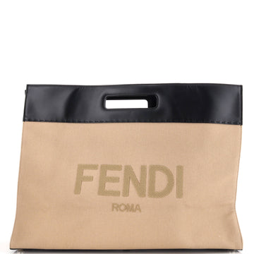 Fendi Cut Out Handle Shopper Tote Canvas Large