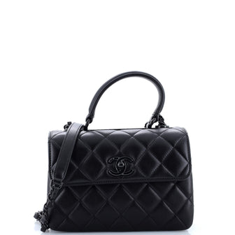 Chanel So Black Trendy CC Top Handle Bag Quilted Lambskin Small