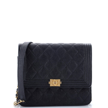 Chanel Boy Square Wallet on Chain Quilted Caviar