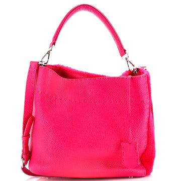 Fendi Selleria Anna Bucket Bag Leather and Shearling Small