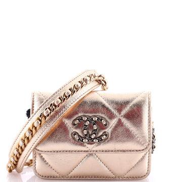 Chanel 19 Flap Coin Purse With Chain Quilted Leather