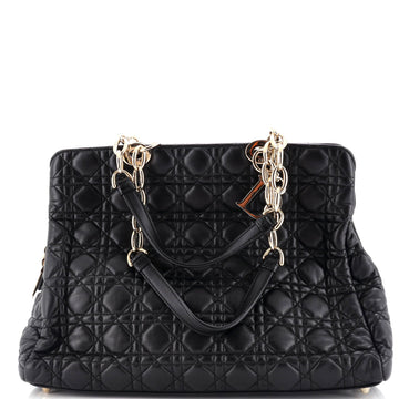 Christian Dior Soft Zipped Shopping Tote Cannage Quilt Lambskin Large