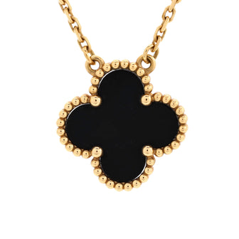 Van Cleef & Arpels Vintage Alhambra Pendant Necklace 18K Yellow Gold and Onyx
