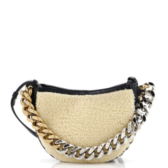 Stella McCartney Frayme Shoulder Bag Faux Shearling and Faux Leather Small