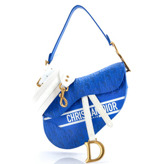 Christian Dior Saddle Handbag Oblique Embossed Calfskin Medium
