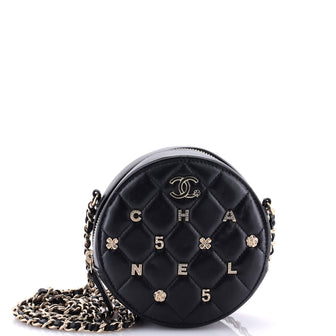 Chanel Lucky Charms Round Clutch With Chain Quilted Lambskin Mini