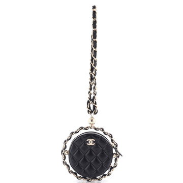 Chanel Frame Chain Around Round Clutch with Chain Quilted Lambskin Mini