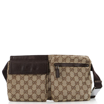 Gucci Vintage Double Belt Bag GG Canvas