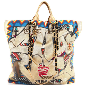 Chanel Paris-New York Street Spirit Shopping Tote Graffiti Printed Canvas Maxi